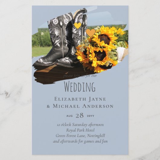 Westerne Boots Sunflower Rustic Wedding (Voorkant)
