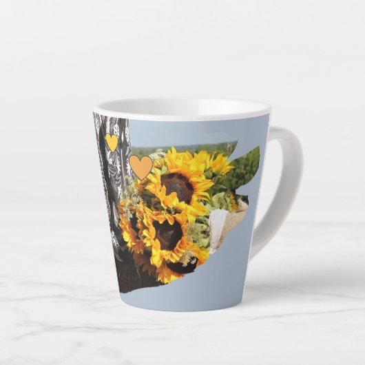 Westerne Boots Sunflower Rustic Wedding Latte Mok (Rechterhoek)