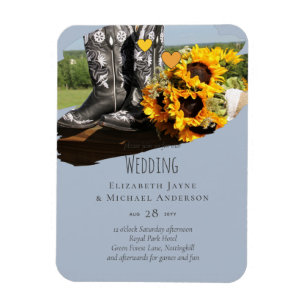 Westerne Boots Sunflower Rustic Wedding Magneet
