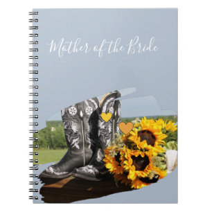 Westerne Boots Sunflower Rustic Wedding Notitieboek