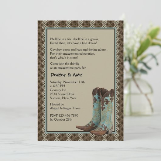 Westerne Boots-uitnodiging Kaart (Staand voorkant)