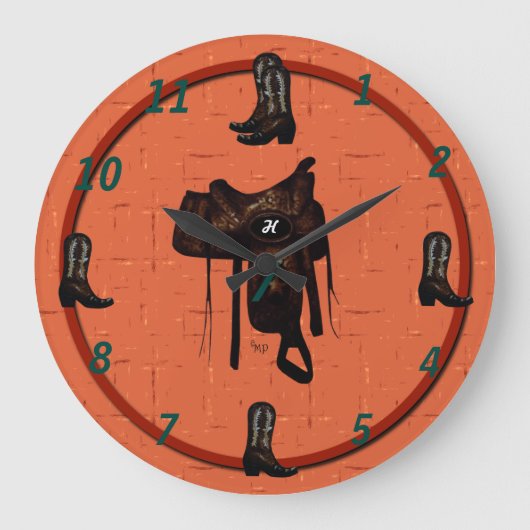 Westerne Boots & Zadle Clock 2 Grote Klok (Voorkant)
