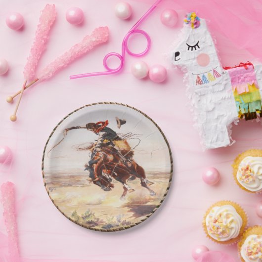Westerne Borden van Cowboy Bronc Rider Party Papieren Bordje (Feest)