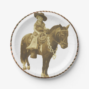 Westerne Borden voor cowgirl-papier Papieren Bordje
