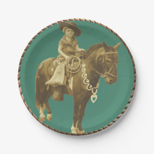 Westerne Borden voor cowgirl-papier Papieren Bordje