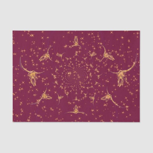 Westerne Bourgogne Glitter Koe Skull Tissuepapier (Voorkant)