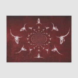 Westerne  Bourgogne Rust Texture Bull Skull Tissuepapier