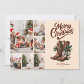 Westerne Bow & Boots Christmas 6 Foto Feestdagenkaart (Voorkant)
