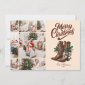 Westerne Bow & Boots Christmas 7 Foto Feestdagenkaart (Voorkant)