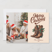 Westerne Bow & Boots Kerstfoto Feestdagenkaart (Voorkant)
