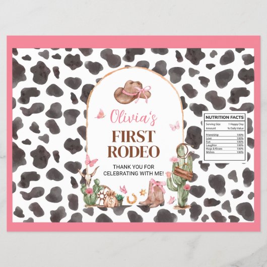 Westerne Bow Roze Cowgirl Verjaardag Chip Bag Wrap Flyer (Voorkant)