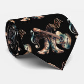 Westerne bronzen muziek thema gitaar en laarzen stropdas (Opgerold)