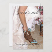 Westerne bruid met cowgirl laarzen kaart (Voorkant)