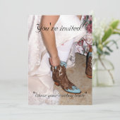 Westerne bruid met cowgirl laarzen kaart (Staand voorkant)