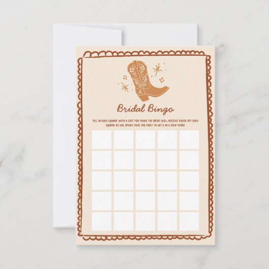 Westerne Bruids Bingo Game Kaart (Voorkant)