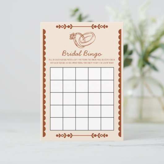 Westerne Bruids Bingo Game Kaart (Staand voorkant)
