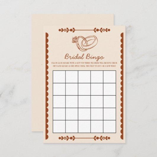 Westerne Bruids Bingo Game Kaart (Voorkant / Achterkant)