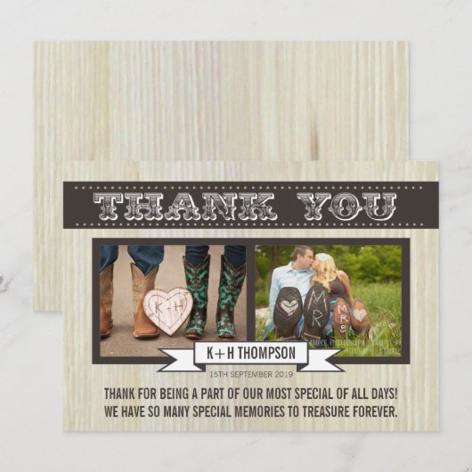  Westerne bruiloft Bedankt Fotokaarten (Voorkant / Achterkant)