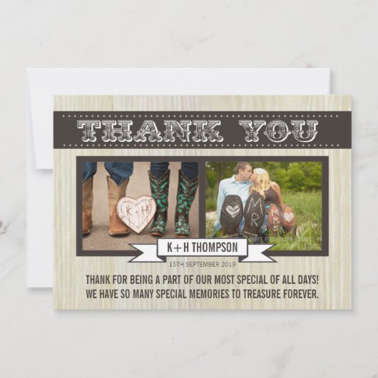 Westerne bruiloft Bedankt Fotokaarten (Voorkant)
