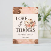 Westerne bruiloft blush Koeienhuid dank u Bedankkaart (Staand voorkant)