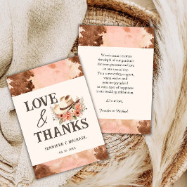 Westerne bruiloft blush Koeienhuid dank u Bedankkaart