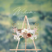 Westerne bruiloft Boho Floral Foto Crest Hoefijzer Acryl Bord (Neutraal)