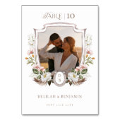 Westerne bruiloft Boho Floral Foto Crest Hoefijzer Kaart (Achterkant)