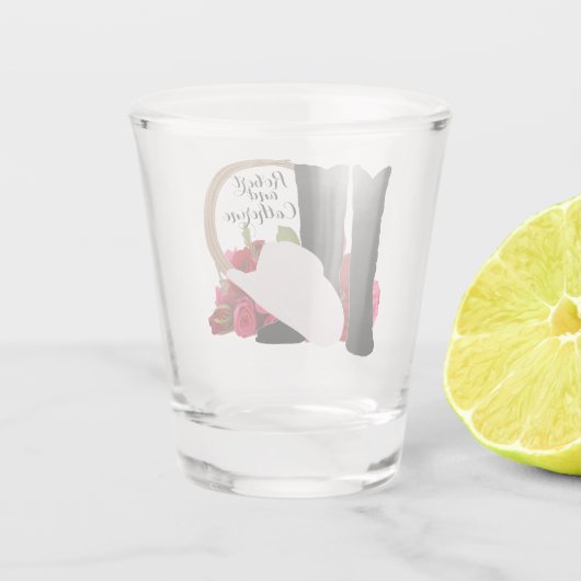 Westerne bruiloft Cowboy Boots Pet Rozen personali Shot Glas (Achterkant)