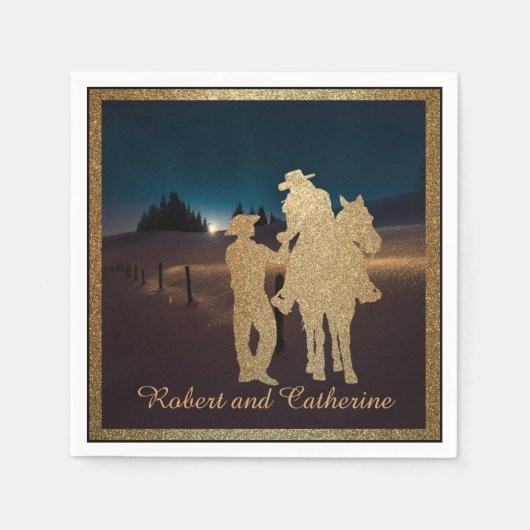 Westerne bruiloft cowboy cowgirl aangepaste namen servet (Voorkant)