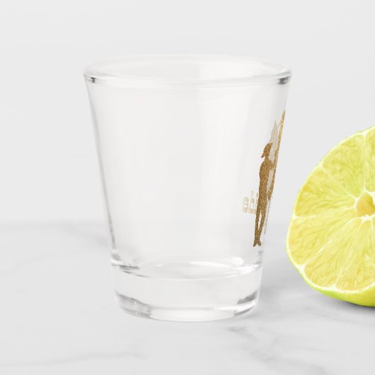 Westerne bruiloft Cowboy Cowgirl Bride over paarde Shot Glas (Links)