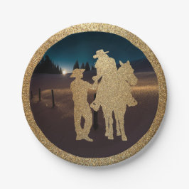 Westerne bruiloft cowboy cowgirl paar Borden Papieren Bordje
