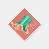 Westerne bruiloft cowboy laarzen bloemen aangepast servet (Hoek)