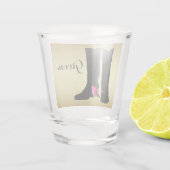 Westerne bruiloft Cowboy Laarzen Roze Rose Gold Gr Shot Glas (Achterkant)