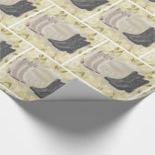 Westerne bruiloft-cowboylaarzen en witte bloemen cadeaupapier (Hoek)