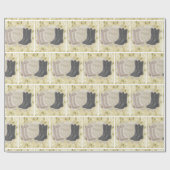 Westerne bruiloft-cowboylaarzen en witte bloemen cadeaupapier (Vlak)
