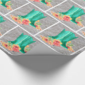 Westerne bruiloft cowboylaarzen op kant achtergron cadeaupapier (Hoek)