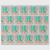 Westerne bruiloft cowboylaarzen op kant achtergron cadeaupapier (Vlak)