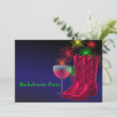 Westerne bruiloft cowboylaarzen wijnvrijgezelle kaart (Staand voorkant)