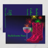 Westerne bruiloft cowboylaarzen wijnvrijgezelle kaart (Voorkant / Achterkant)