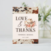 Westerne bruiloft dank u kaart (Staand voorkant)