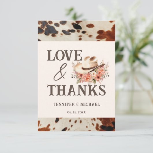 Westerne bruiloft dank u kaart (Staand voorkant)