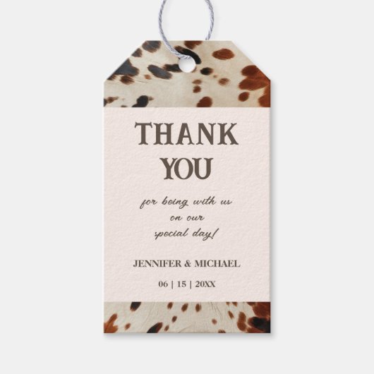 Westerne bruiloft gunst cadeaulabel (Voorkant)