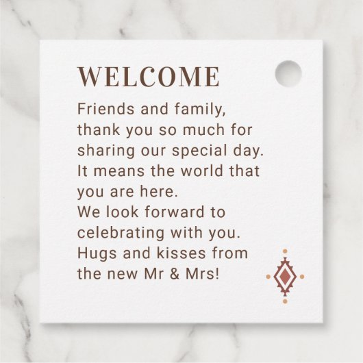 Westerne bruiloft gunst Label met Monogram (Achterkant)