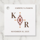 Westerne bruiloft gunst Label met Monogram (Voorkant)