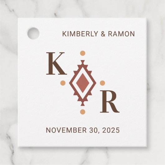 Westerne bruiloft gunst Label met Monogram (Voorkant)