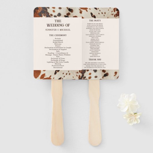 Westerne bruiloft Hand Fan Handwaaier (Voorkant en achterkant)