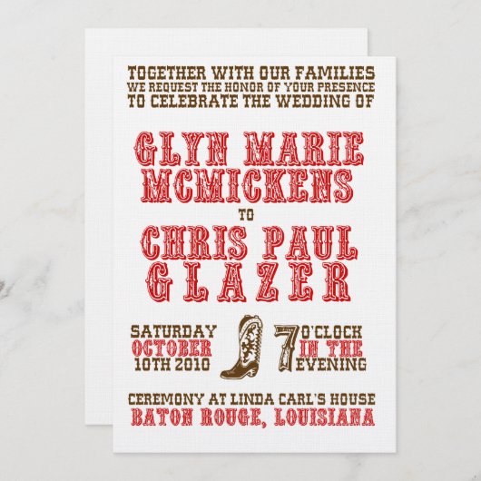 Westerne bruiloft kaart (Voorkant / Achterkant)