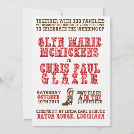 Westerne bruiloft kaart (Voorkant)