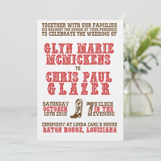 Westerne bruiloft kaart (Staand voorkant)