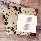 Westerne bruiloft Koeienhuid Details Informatiekaartje